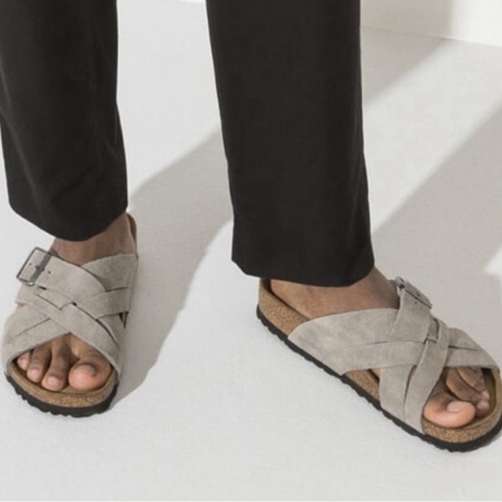 Birkenstock Lugano soft bed stone suede Size 13 NWT Narrow fit